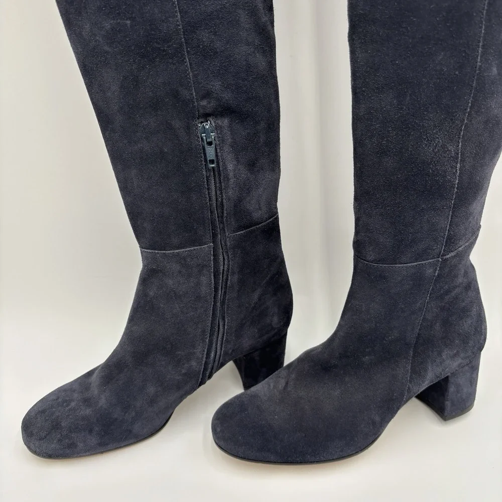 J‎ Crew Blue Suede Over the Knee Boots Size 6.5